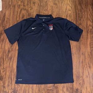 NIKE Dri-Fit Polo Womens 2XL Navy Blue Golf Lacrosse Team USA